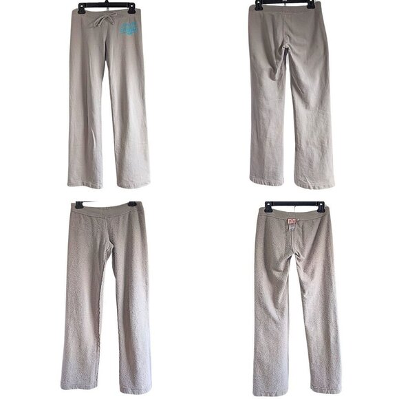 Vtg Y2K JUICY COUTURE 3pc French Terry Greige Kiss My Couture Tracksuit Set P/S - Picture 7 of 10